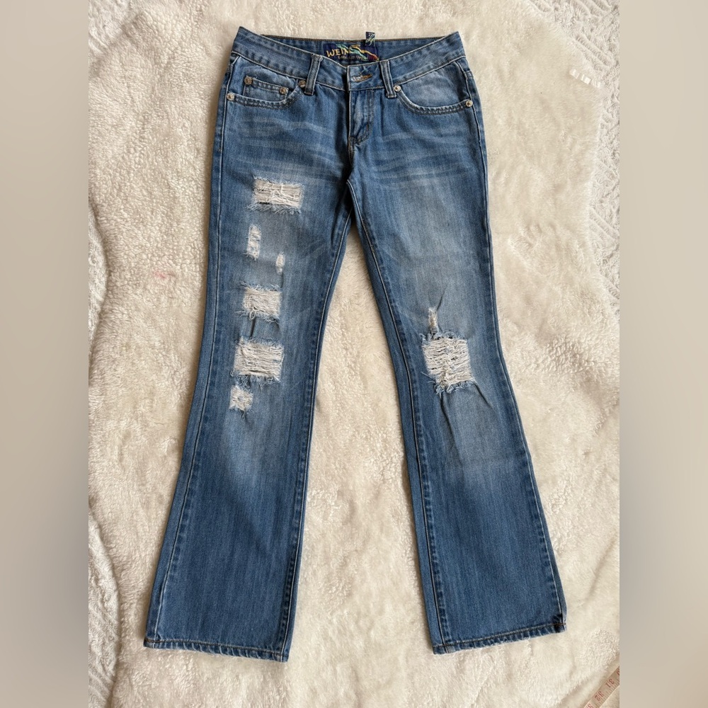 Distressed Blue Jeans lower waist